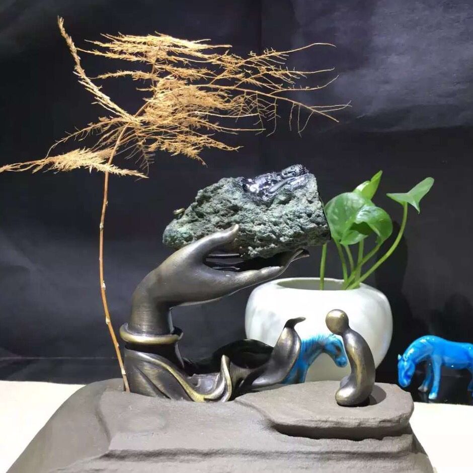 北京墨翠观音摆件