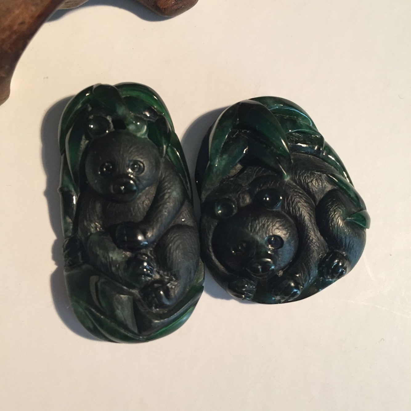 天然A货墨翠 呆萌情侣无敌熊猫