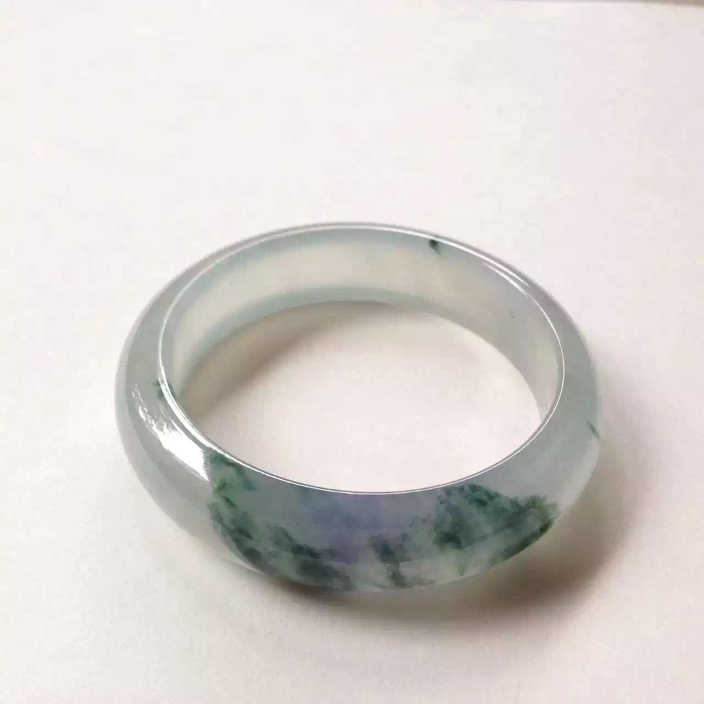 天然A货翡翠 冰润紫飘花正圈