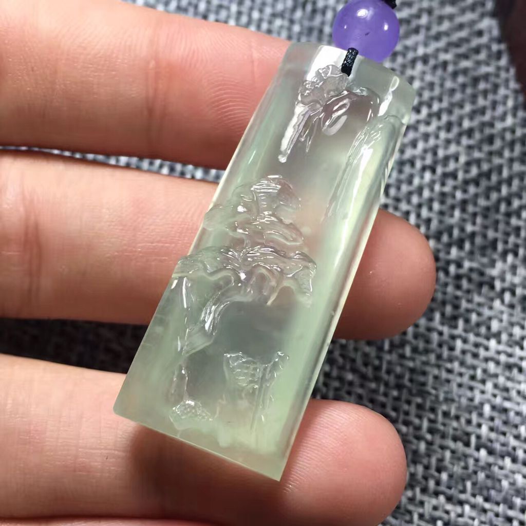天然A货翡翠  冰透●山水