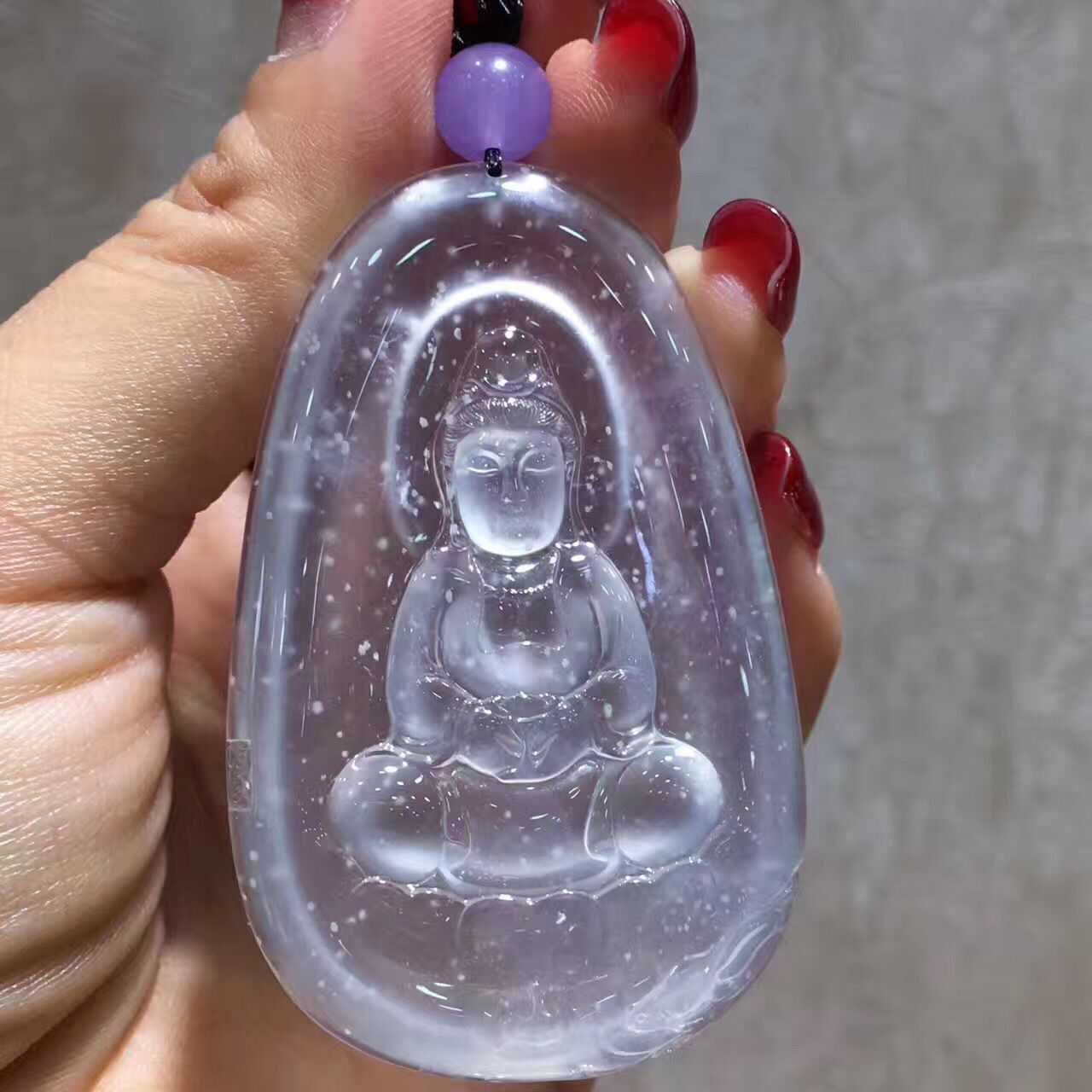 玻璃种飘木那棉观音菩萨牌